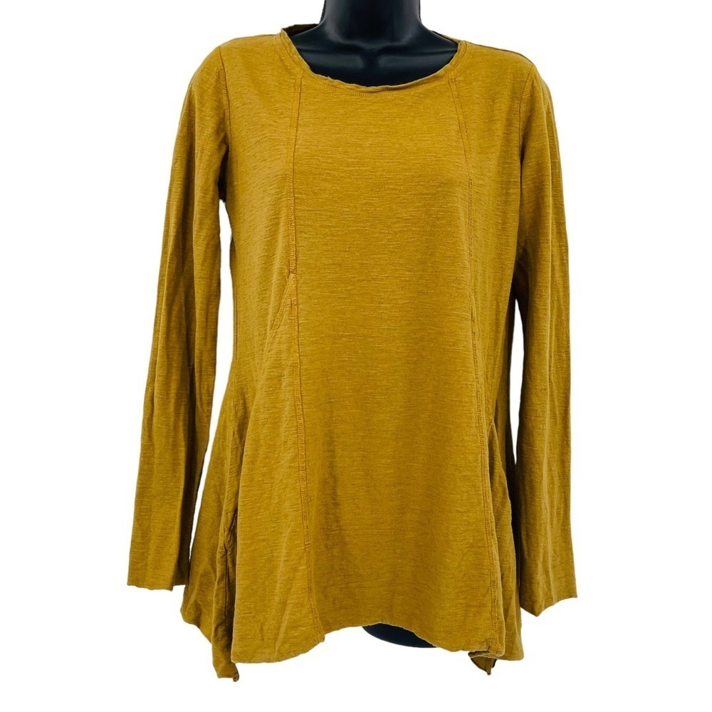Cut Loose cotton linen tunic with‎ pockets mustard yellow lagenlook size XS